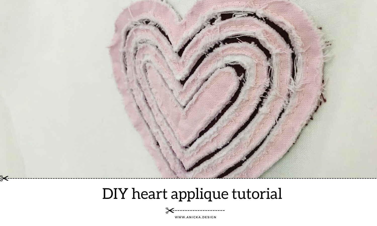 DIY fabric heart applique - faux chenille fabric manipulation technique.