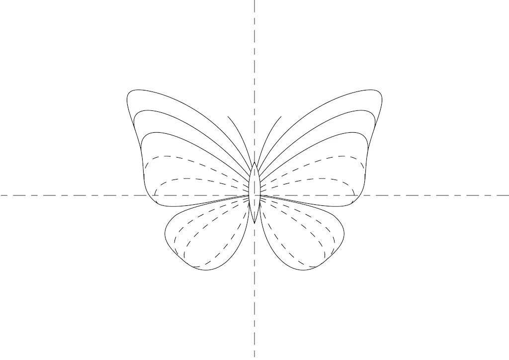 Free printable butterfly template. Black and white.