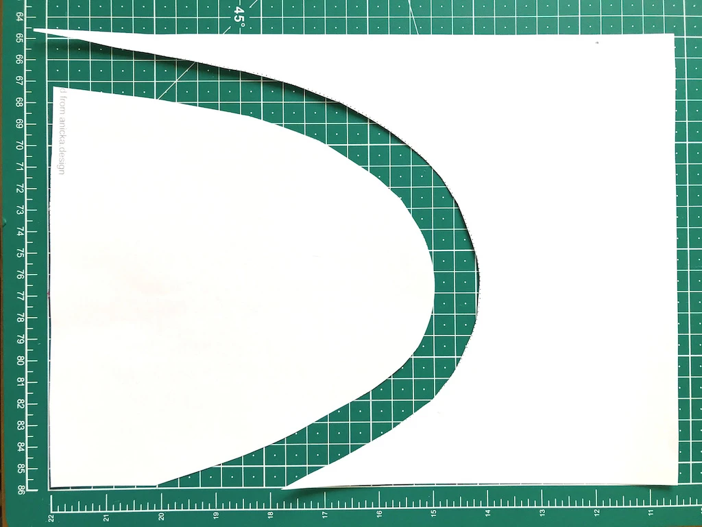 Curved sewing practice sheets prepared for exercise.