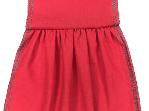 Gathered fabric. Gather ratio 1:2.