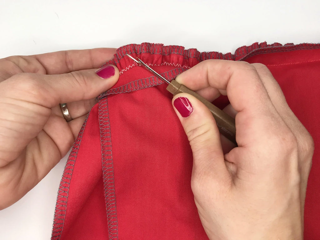 Picking a zig-zag stitch.