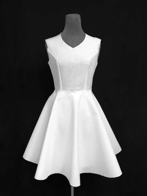 White three quarter circle skirt.