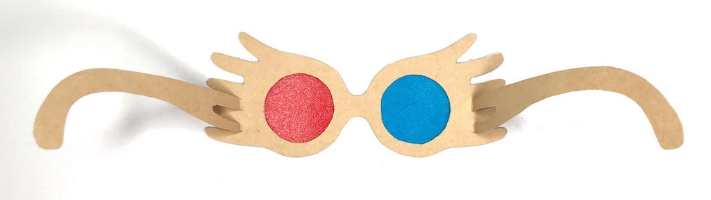 Finished low-cost DIY Luna Lovegood glasses for Halloween.