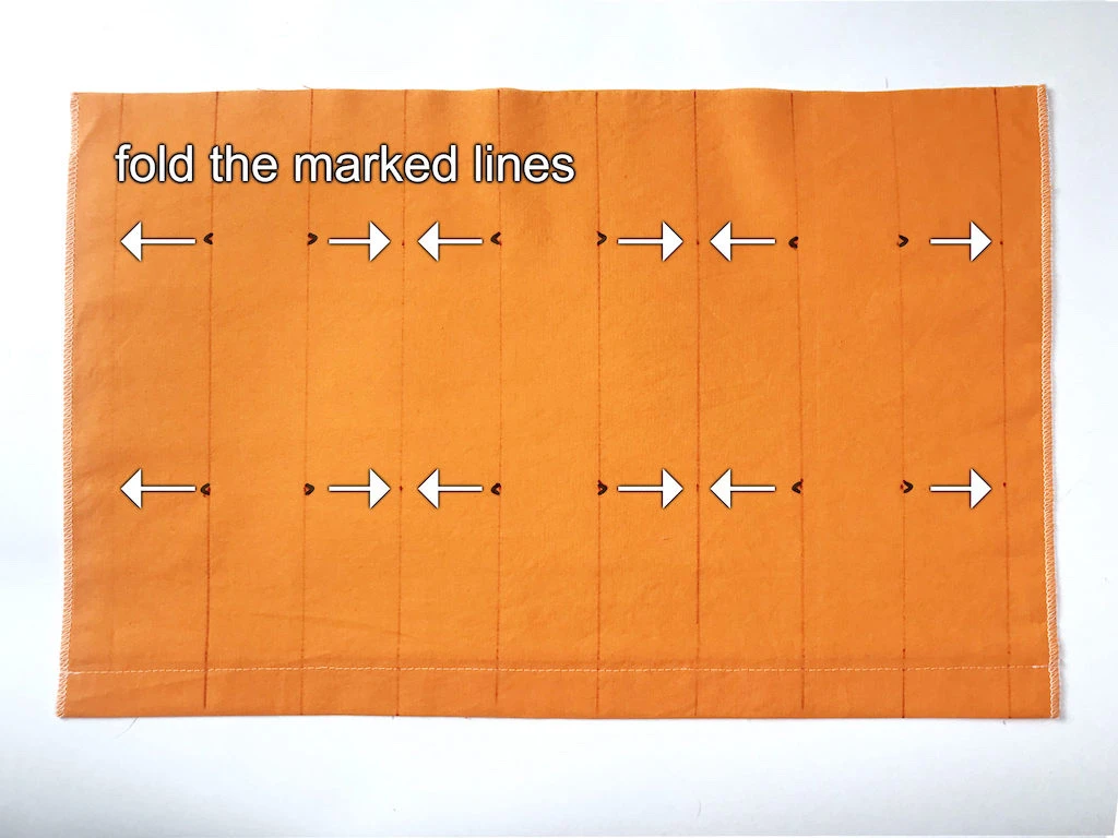 Fold direction for box pleats.